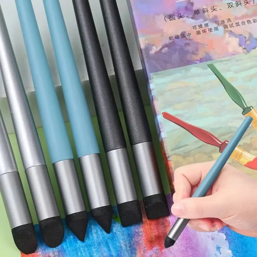 3Pcs Soft Sponge Head Oil Pastel Blending Pen Reusable Washable Paintbrushes Lightweight Wipe Coloring Brush