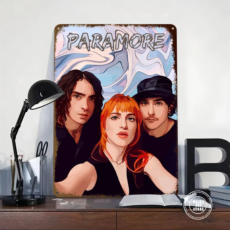 Paramore Band Portrait Personalized 3D Textured Metal Poster Wall Art Tinplate Sign for Decor Room Decoration At Home Wand Deko