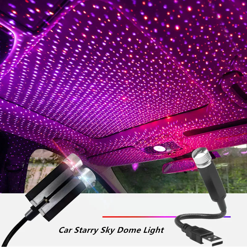 Car Romantic LED Roof Star Sky Night Light Projector Atmosphere USB Lamps Decor Light Adjustable 360° Car Interior Decor Lights