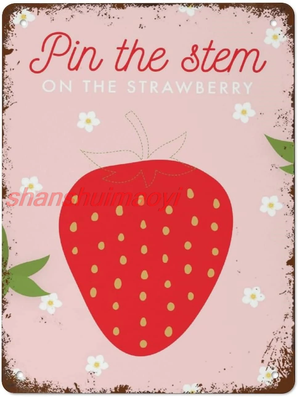shan n The Tail Game Print Strawberry Berry First Birthday Party Game Berry Sweet Strawberry Party Decor Sign Retro Metal 1pc