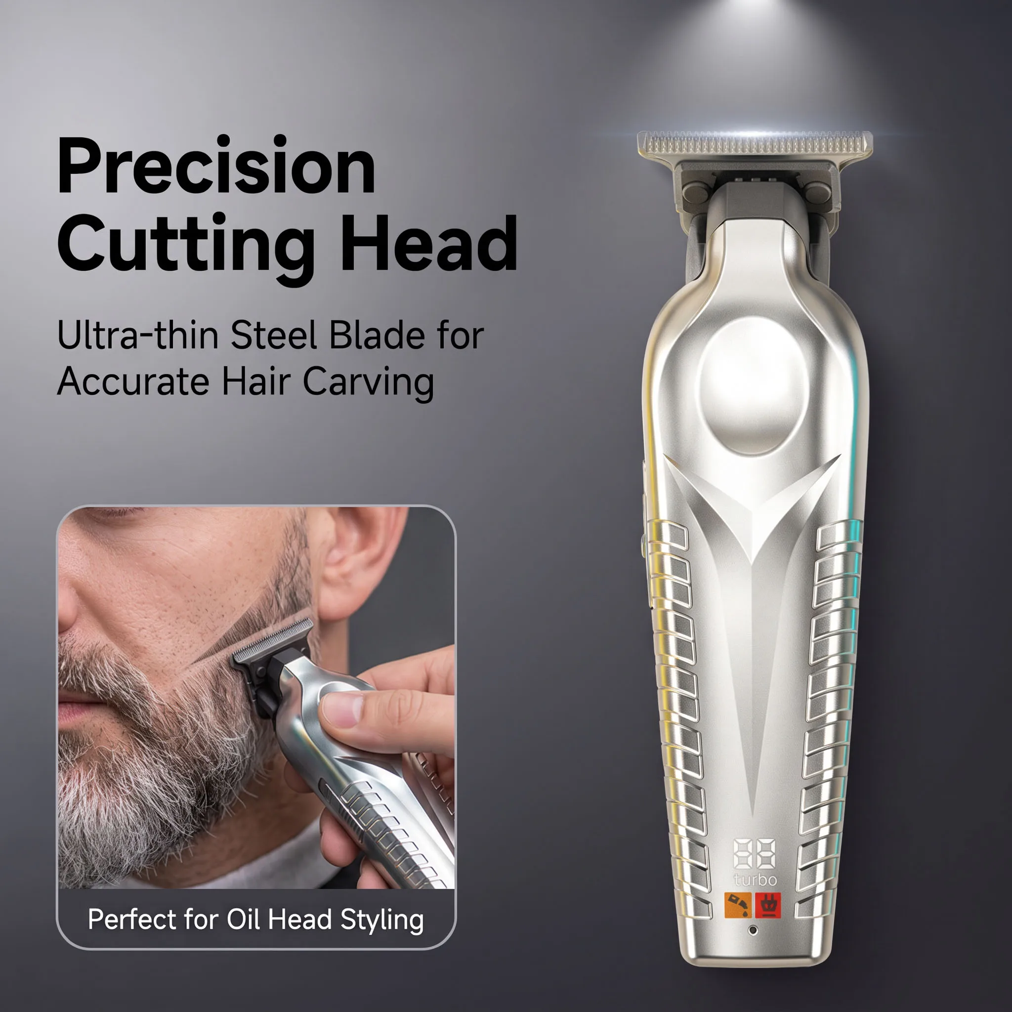 AUTHONE Professional Barber Cordless Hair Clipper USB Rechargeable Hair Trimmer Precision Beauty Tool Men's Gift