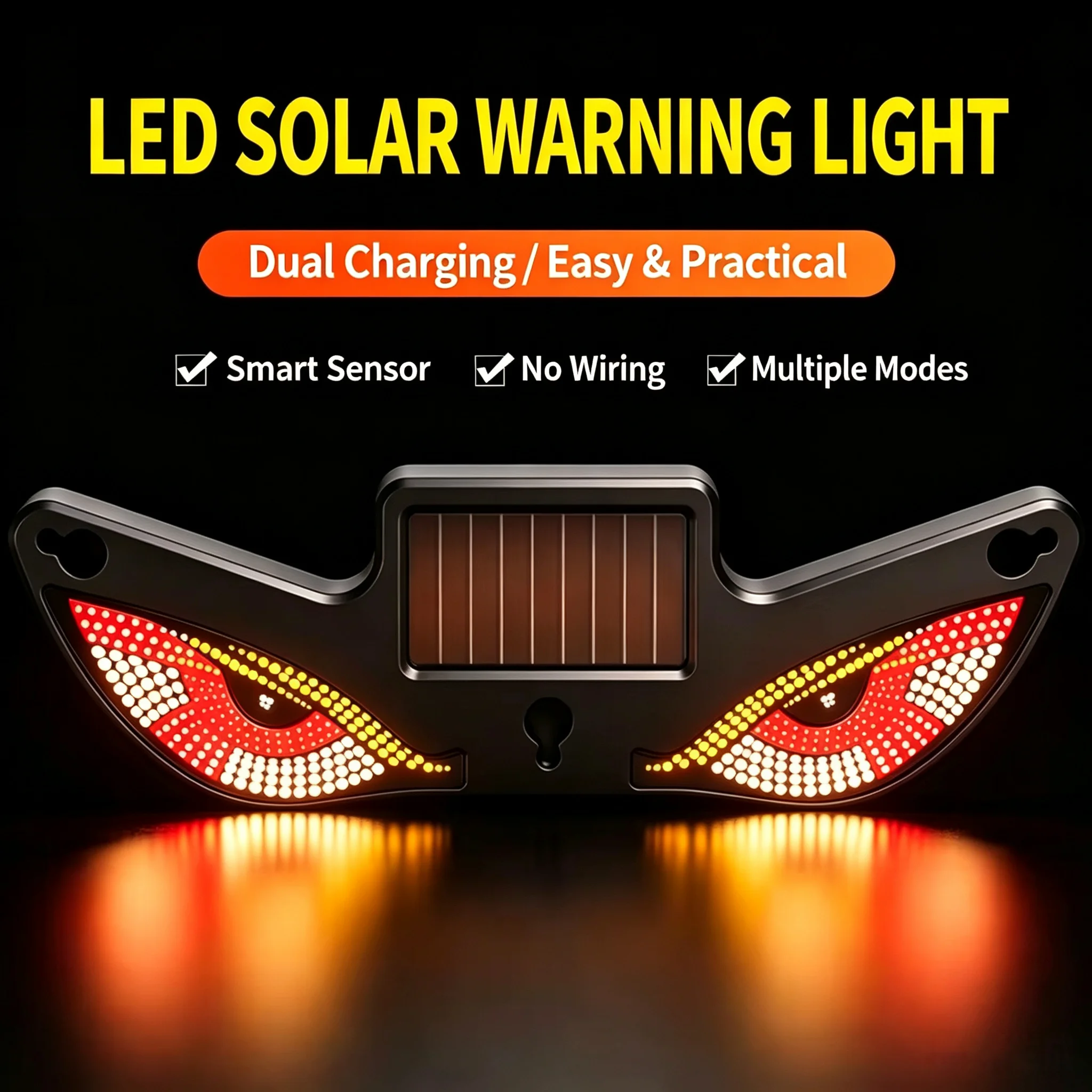 New Car Devil Eye Solar Wireless Decorative Light LED Warning Light Triangle Window Rear Window Car Fun Atmosphere Light