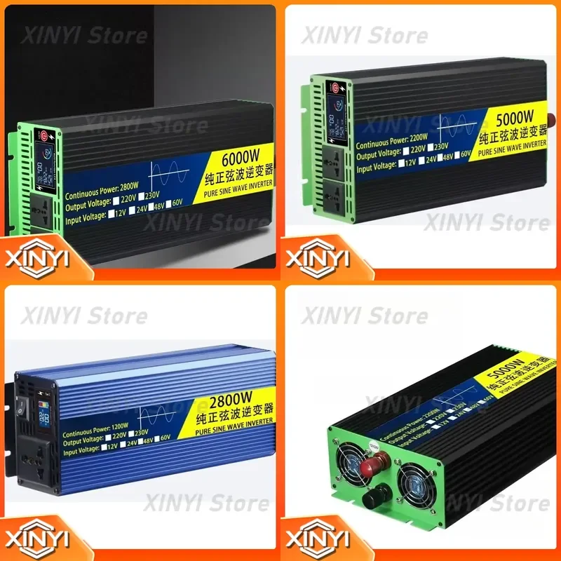 for 12V 24V 48V 60V 72V 2200W-6000W High Power Pure Sine Wave Inverter for Solar RV Camping Truck Power Supply