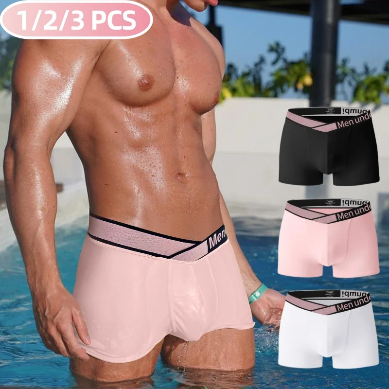1/2/3 PCS Popular Modal Man Underwear Boxer Men's Panties V-Shape Low Waist Trunk Sexy Men Underpants Boxers Shorts UnderWear