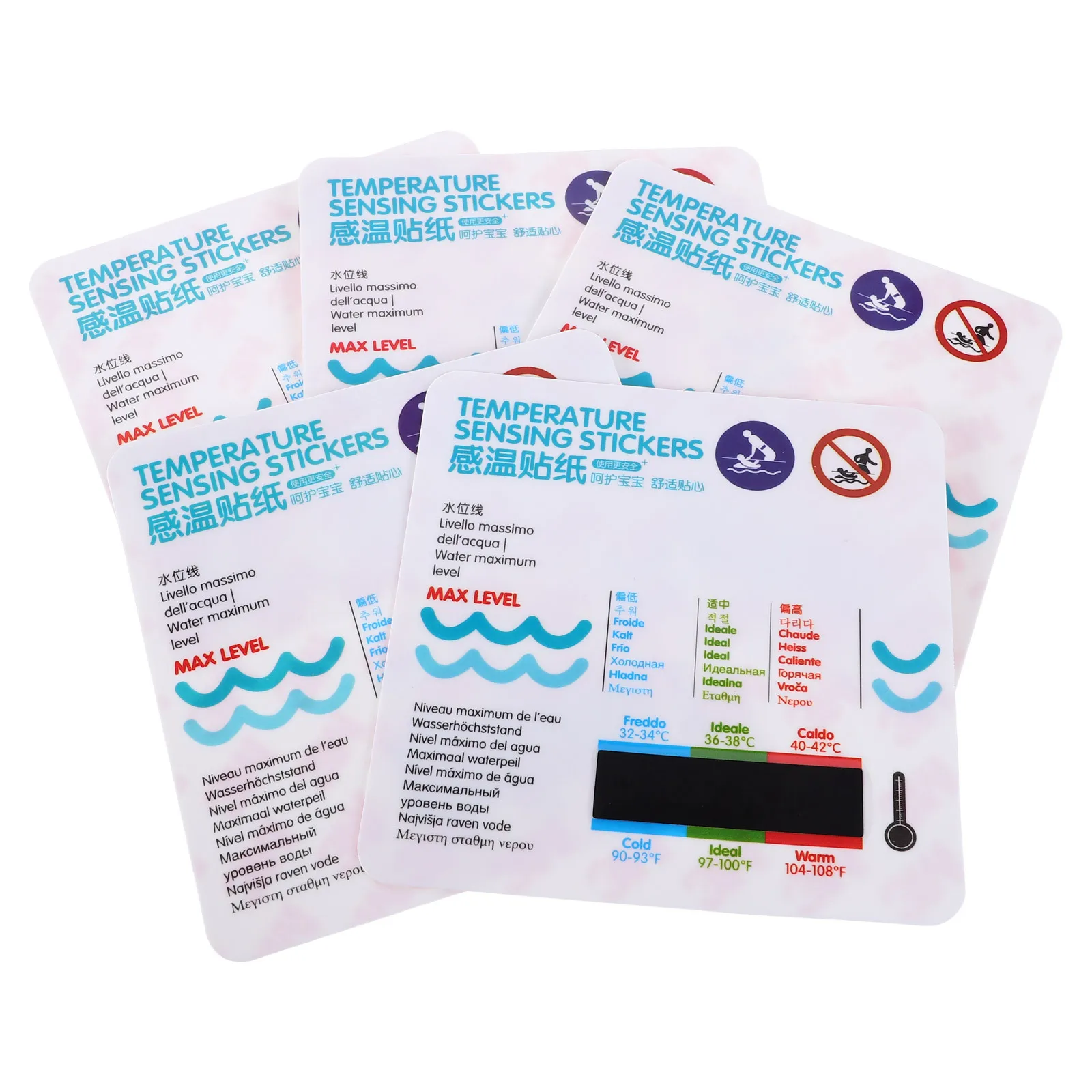 

5Pcs Baby Bath Thermometer Sticker LCD Display Waterproof Adhesive Temperature Meter for Bathtub Newborn Safe Bathing