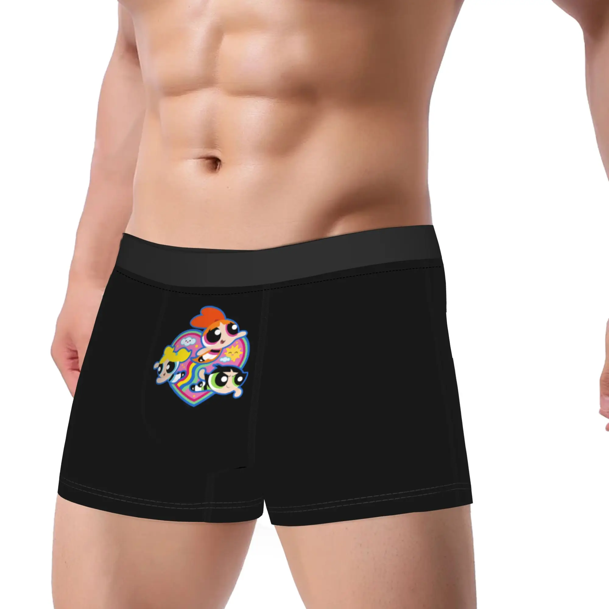 Men P-Powerpuffs Girl Cartoon Long Underwear  Hot Boxer Briefs Shorts Panties Male Soft Underpants M-XXL