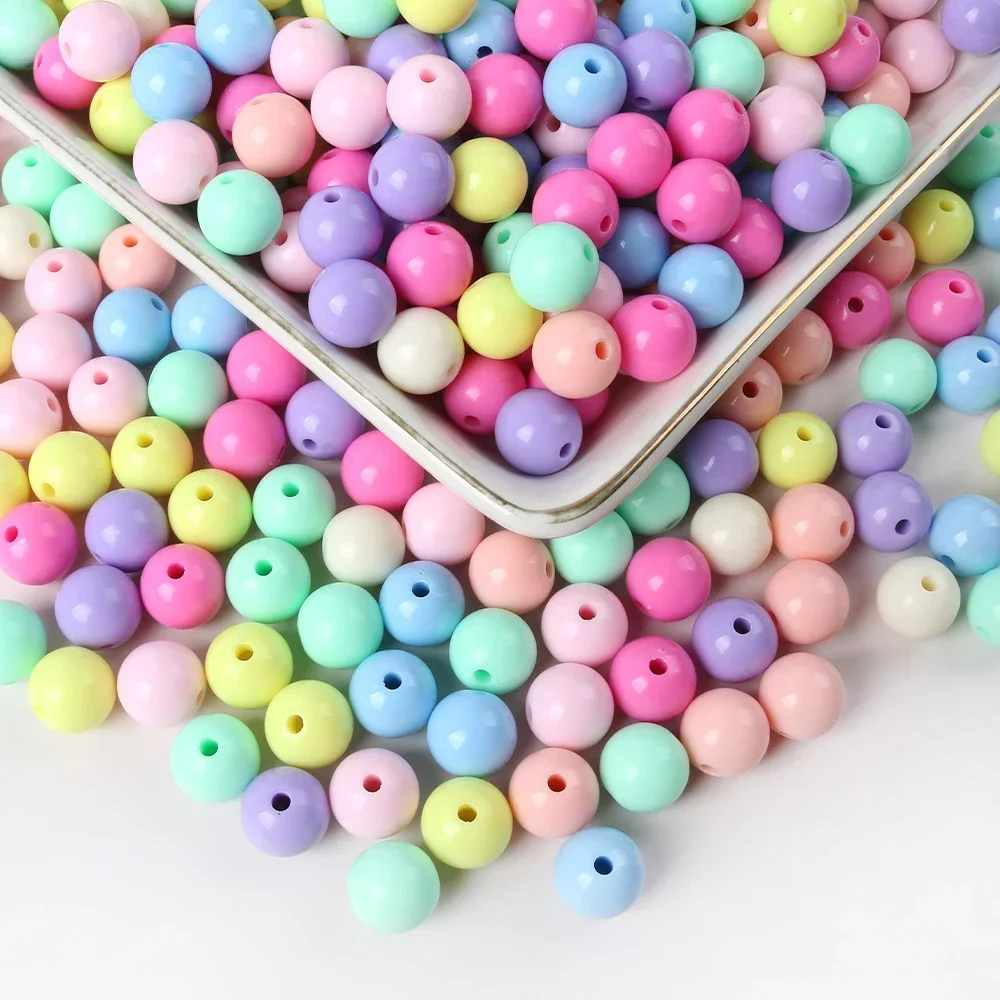 6/8/10/12/14/16mm  Round Acrylic Spaced Bead for Jewelry Making DIY Necklace Bracelets Christmas Gift Accessories