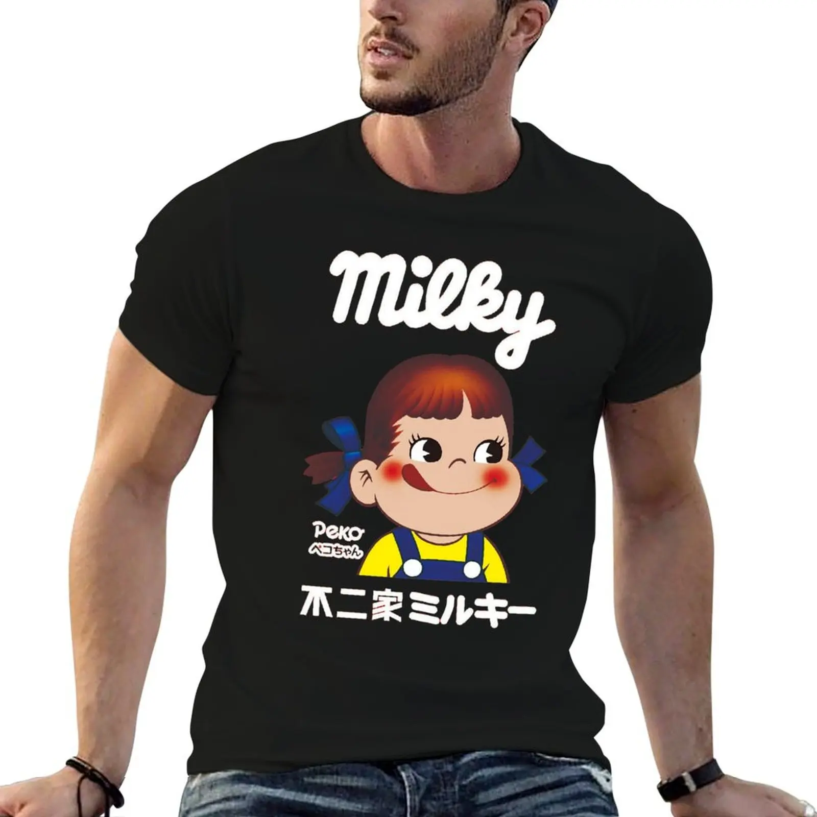 Milky Peko-chan Classic Classic T-Shirt Retro Style Print Casual Top