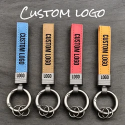 Custom Logo Trendy DIY Mobile Phone Number Automotive Hardware Car Keychain Keyring Key Chain Ring Leather Metal Souvenir Gift