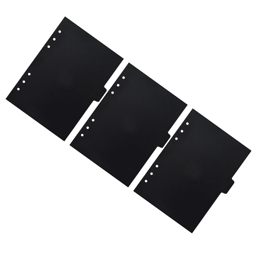 

3 Sets Binders Page Divider Notebook Black PP 6 Hole Loose Leaf Binder Dividers Detachable Punched Planner Inserts