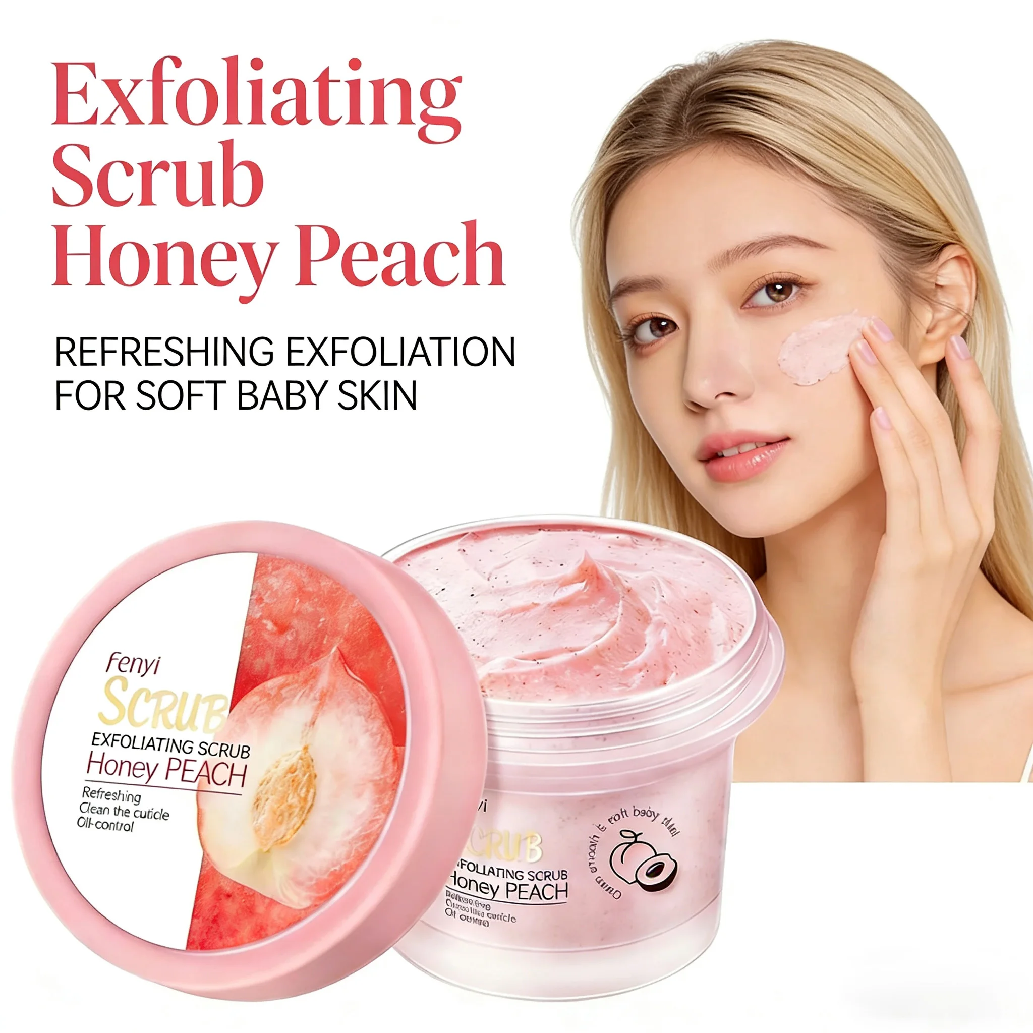 

Скраб для тела Fenyi Honey Peach: отшелушивающий, глубоко очищающий, увлажняющий, для гладкой кожи, удаляет омертвевшие клетки, нежный уход для лица и тела