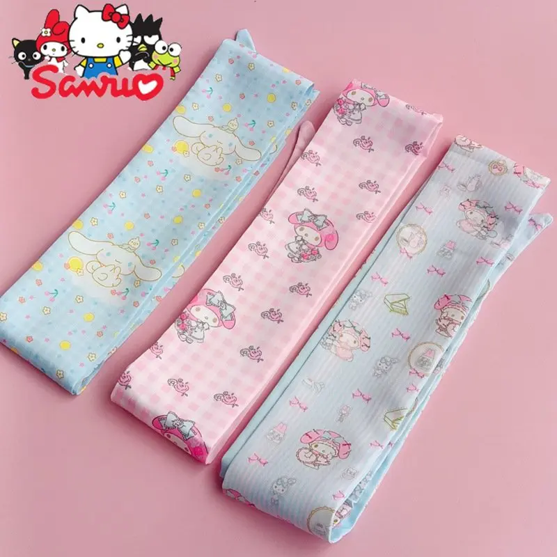 Sanrio Melodie Kuromi Multifunktionale Lange Silk Schal Gebunden Haar Band Hallo Kitty Cinnamoroll Cartoon Streamer Nette Tiara Bogen Haar