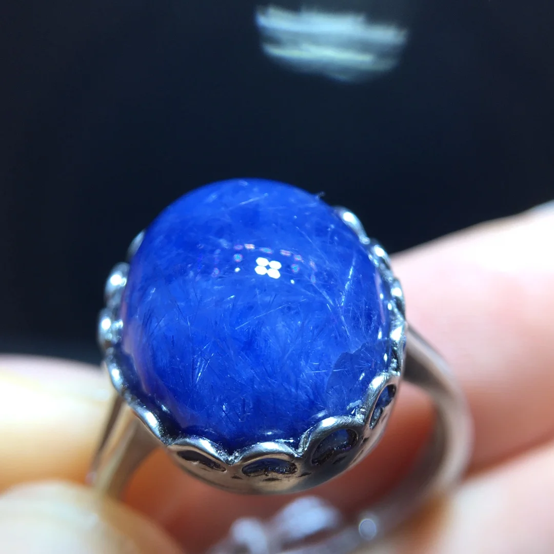 

Регулируемое кольцо из натурального синего рутилированного кварца Dumortierite 14,7/12 мм Dumortierite для женщин и мужчин, ювелирные изделия AAAAAAA