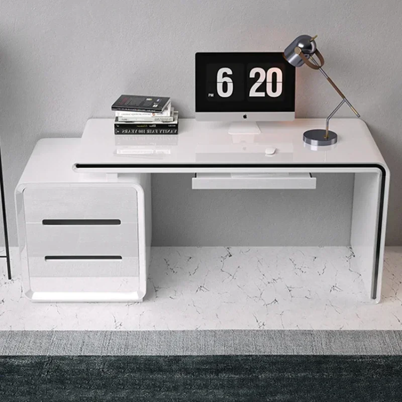 Office Desk Modern White Home Office Study Room Easy Assembly Sturdy Durable Premium Quality Stable Construction Heavy Duty