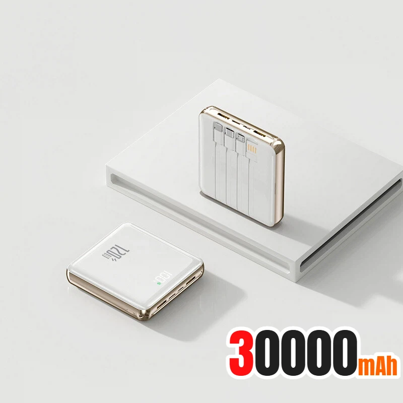 Nieuwe 500000 mAh Mini Power Bank Ingebouwde 4 Kabels Grote Capaciteit Super Snel Opladen Externe Batterij voor IPhone Samsung