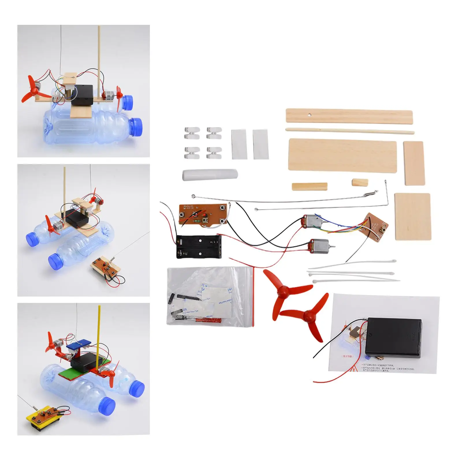 Wooden DIY Manual RC Boat Assembly Learning Educational Toys Science Experiment Ship Model Kit for Children Toddler Kids Boys