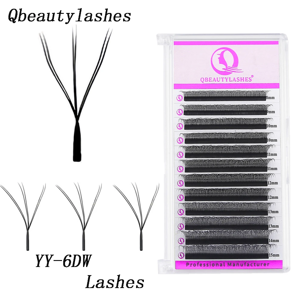 Qbeautylashes Estensioni ciglia a forma di YY Ventole di volume preconfezionate 3DW YY Ciglia individuali Salone professionale Forniture per ciglia finte