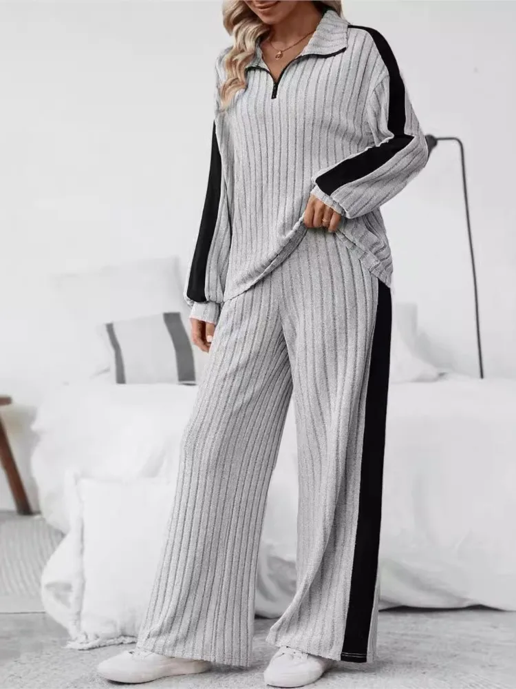 المرأة ربيع الخريف جديد كبير عارضة مجموعة الراقية تصميم تحسس هوديي السراويل واسعة الساق قطعتين مجموعة