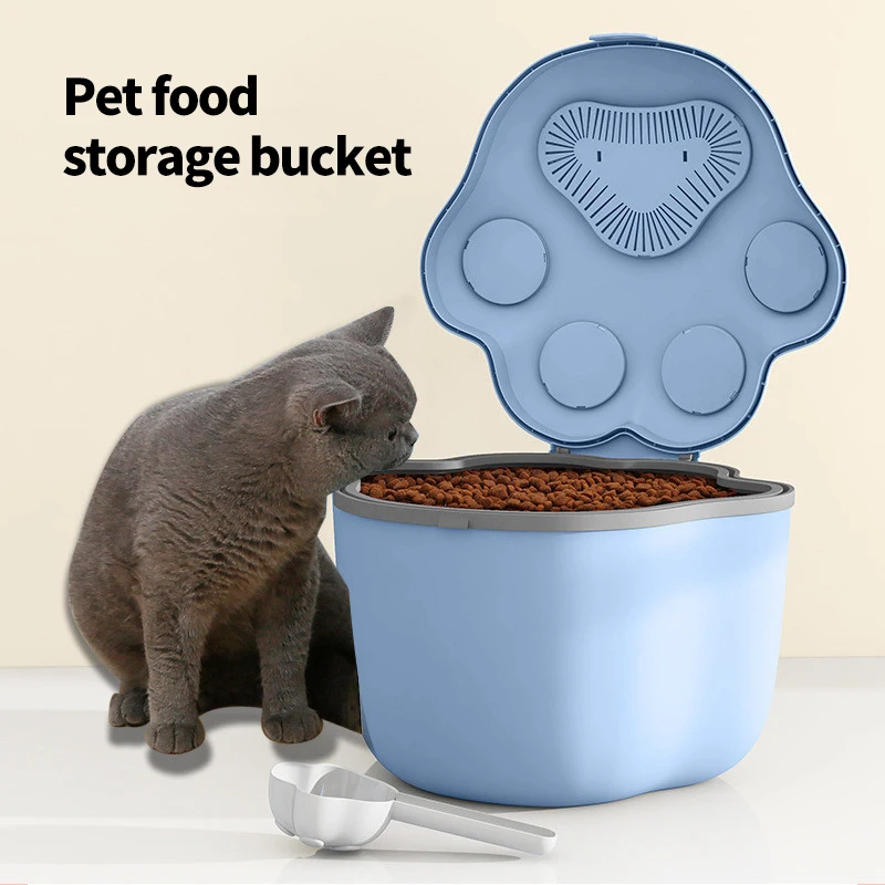 Container With Cute Lid and Spoon For Storing Large Pet Food for Dogs, Cats and Other Pets Dog Snack Storage Boxes Moisture