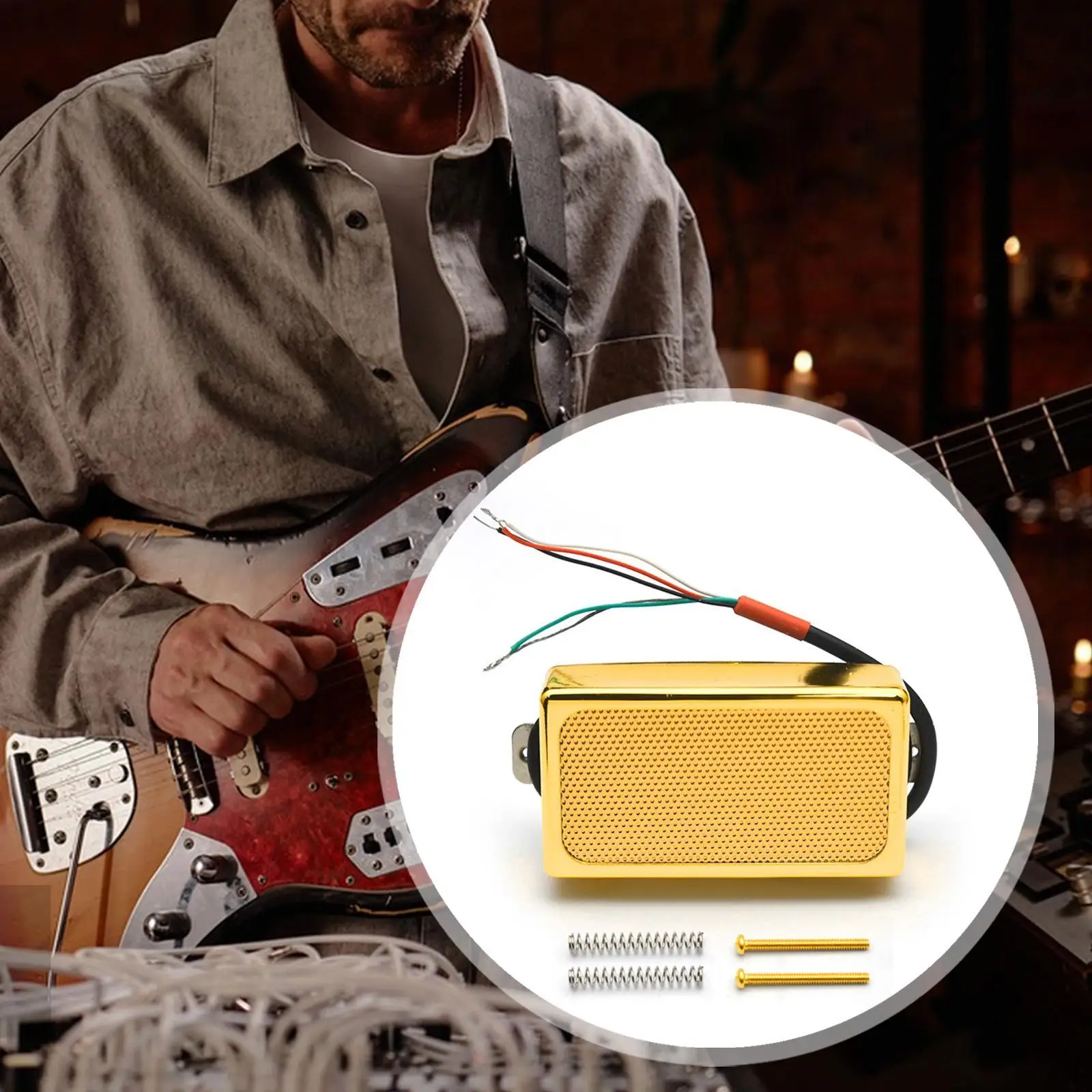 Electric Guitar Humbucker Pickup Brass Cover Bridge Position for LP Guitar Enhanced Output Sound