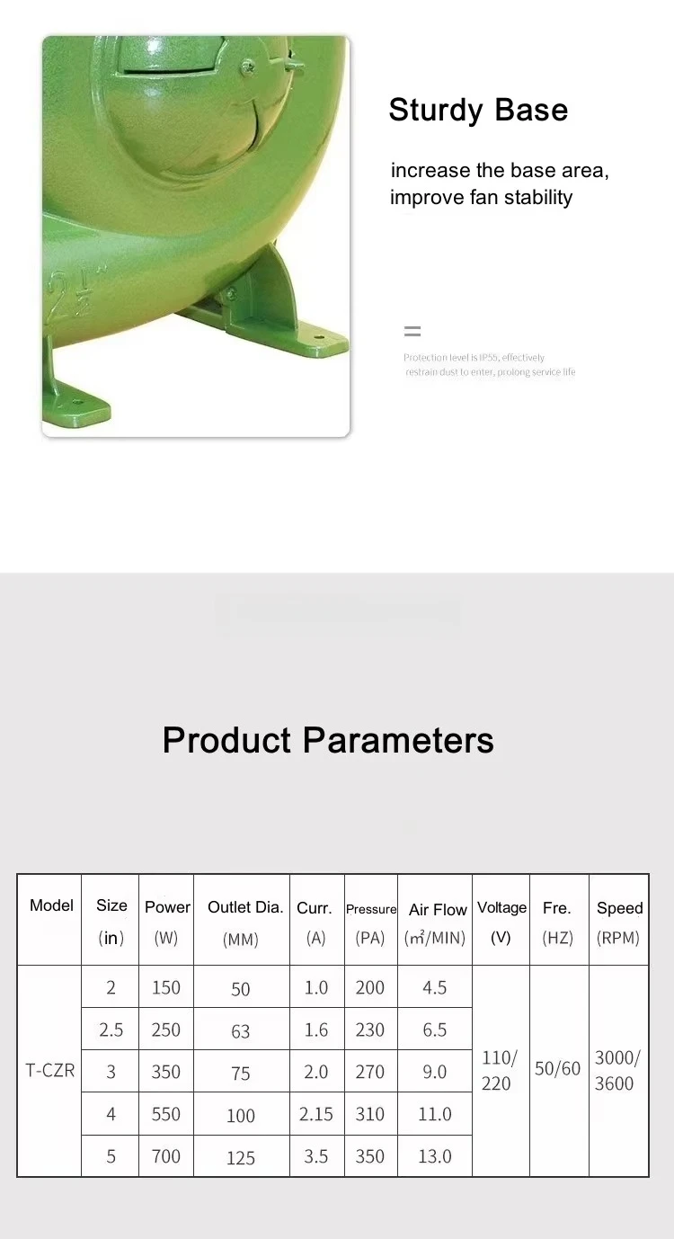

T-CZR AC небольшой центробежный электрический вентилятор высокого давления 2-дюймовый алюминиевый корпус бытовой надувной для барбекю 4,5-13 м3/мин