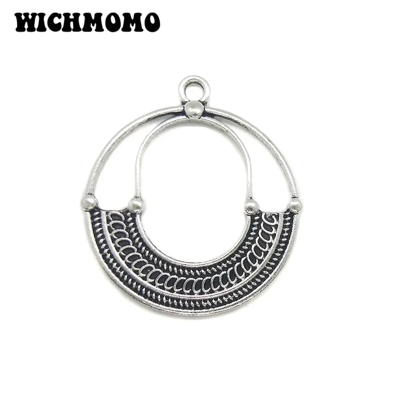 New Fashion 46mm 2pieces/bag Retro Zinc Alloy Hollow Out Round Charms Pendant for Earring Necklace Jewelry Accessories