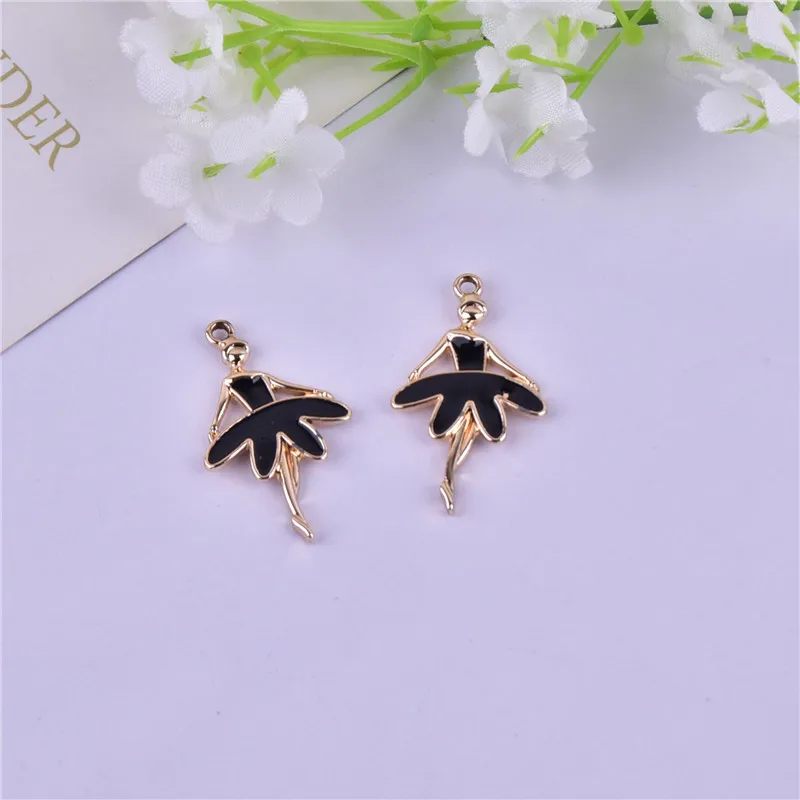 1Pcs Fashion Dancing Girl Ballet Doll Alloy Pendant Jewelry Earrings Necklace DIY Hanging Charm