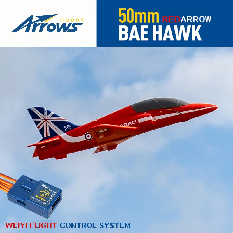 Arrowos Hobby 50mm Ducted Fan EDF Jet Model Aviation Starter Hand Throw Bae Hawk Simulation Fixed-Wing Assembly RC Aircraft Gift