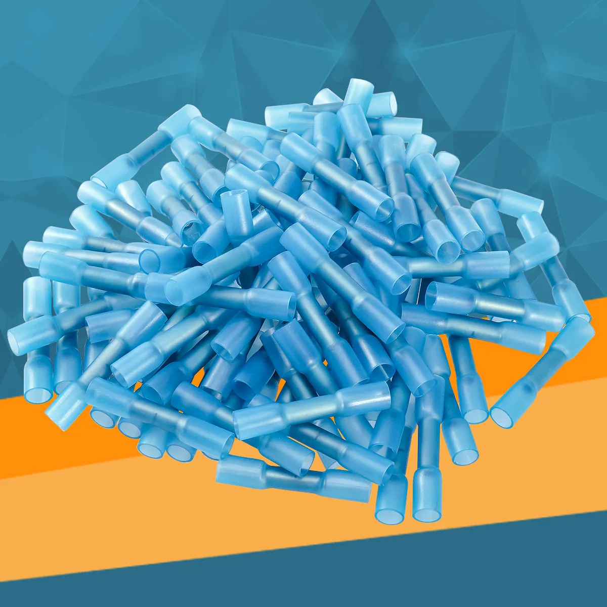 100Pcs Blue Waterproof Heat Shrink Butt Wire Connectors 1.5-2.5mm Crimp Terminals Dual Wall Design Visual Inspection Corrosion