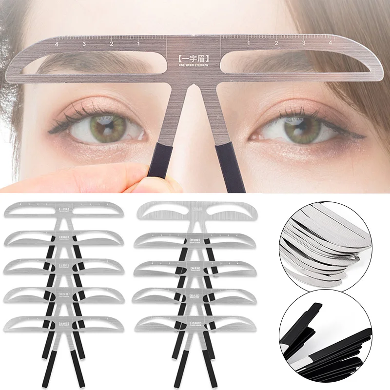 Stainless Steel Eyebrow Ruler Eyebrow Stamp Stencil Balance Template Position Measure Tool Eyebrow Shaper Eye Makeup Tools