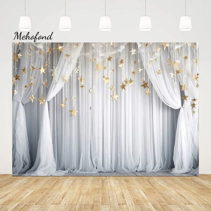 

Mehofond Wedding Curtain Backdrop Bridal Shower Engagement Birthday Gold Star Glitter Decor Photography Backdrop Photo Studio