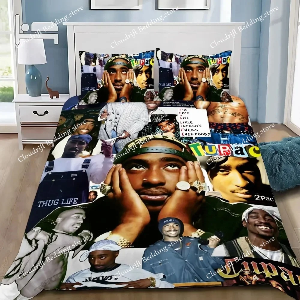 Exquisite 3D 2Pac Tupac Wallpaper Hip Hop Digital Printing Bedding Set Comforter Bed Youth Kids Girls Boys Gift