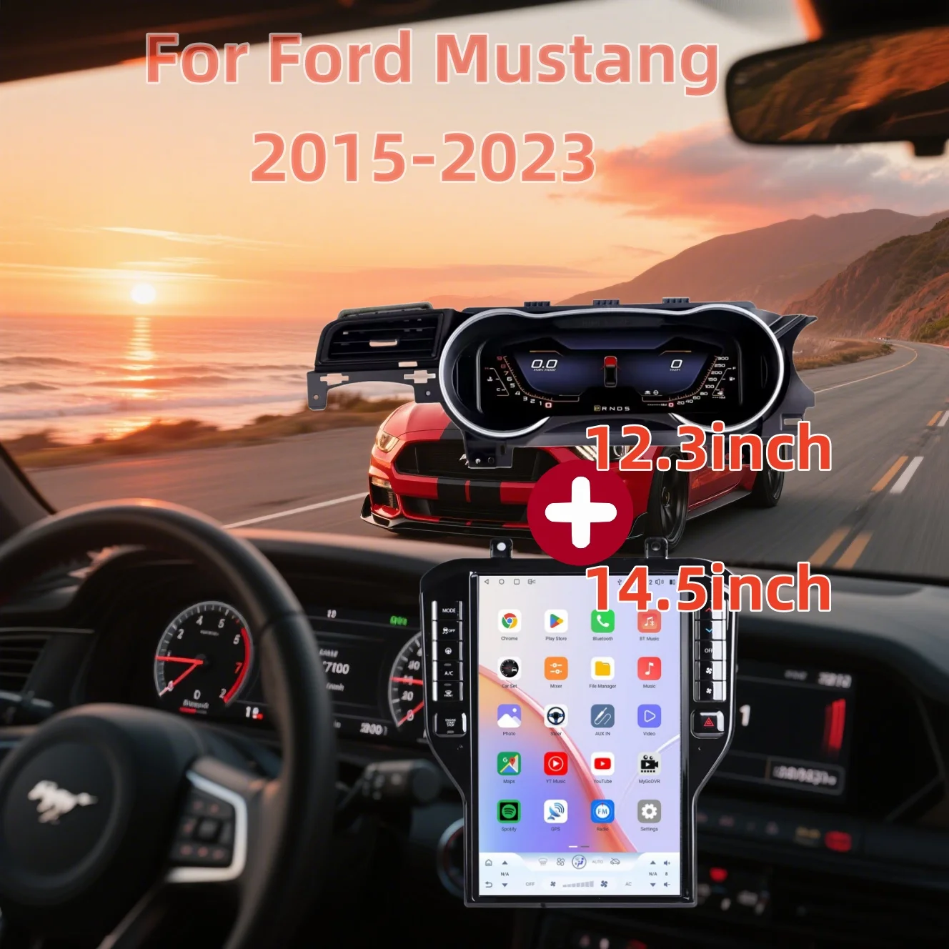 

12.3inch For Ford Mustang Digital Cluster Car play Cluster Dashboard 2015-2021 Speedometer instrument panel digital instrument