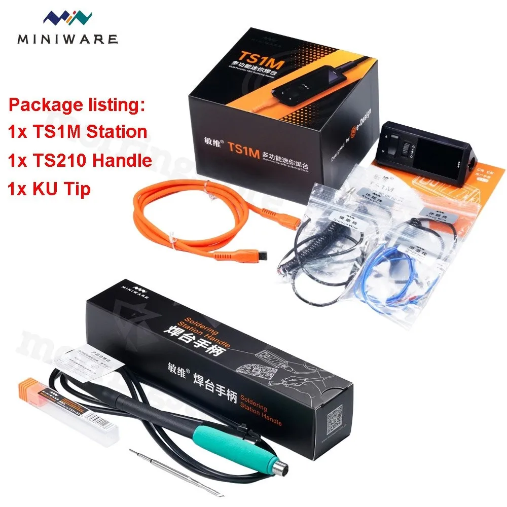MINIWARE TS1M Multifunctionele Mini Soldeerstation met Digitaal Display voor 210/245 Handvatpunt, Reparatiekits voor Elektrisch Lassen, 200W Max