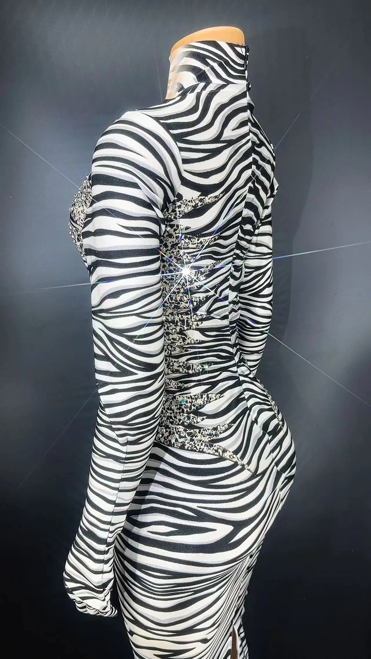 Sexy Latin Club Dance Kleid Backless Lange Hülse Herbst Mesh Bühne Peformance Dancewear Geburtstag Kostüme