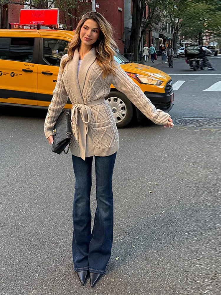 Automne hiver pull manteau femmes solide Cardigan simple boutonnage pull femmes à manches longues col en v poche tricoté pull