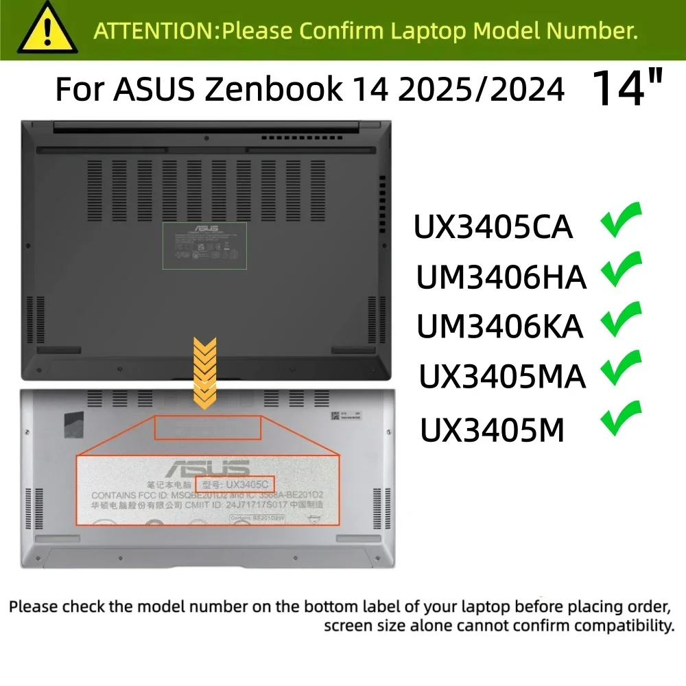 Frosted Transparent Case for 2024/2025 ASUS Zenbook 14 UX3405C UM3406K Notebook Cover Anti-Scratch Shockproof Laptop Hard Shell