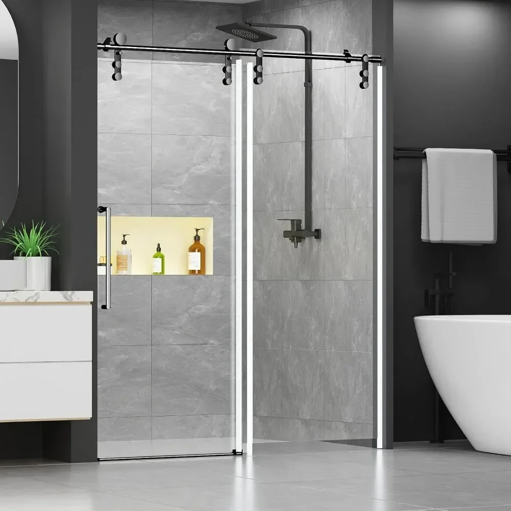 

Shower Door 60" W x 76" H Frameless Sliding Shower Door,Frameless Shower Door with Sealing Strip and Waterproof Handle