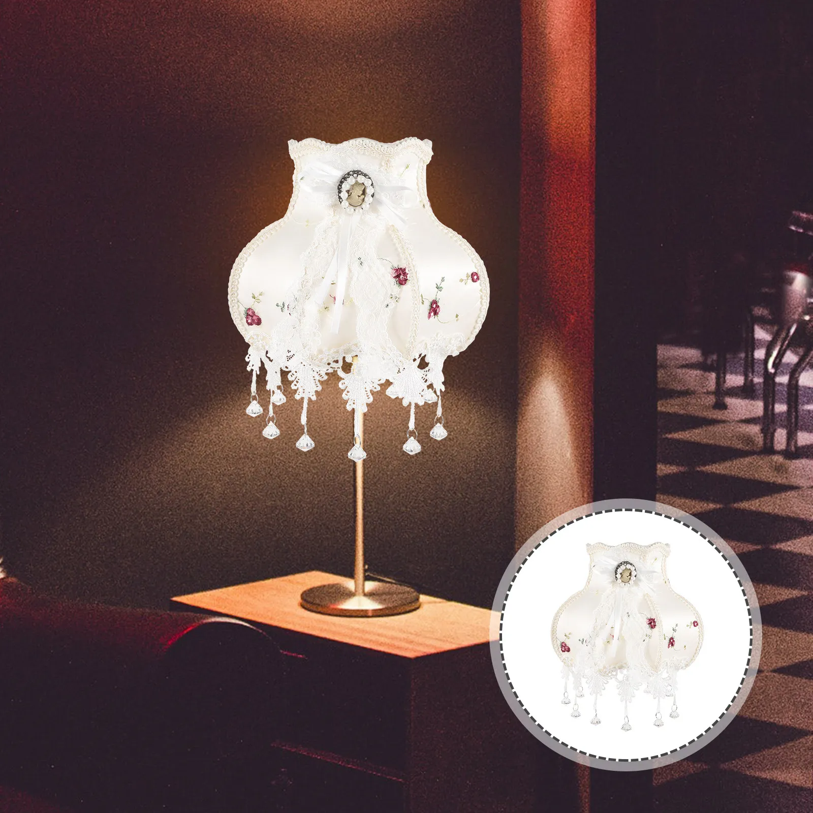 

Белый кружевной абажур для люстры в европейском винтажном стиле, тканевый чехол-барабан для потолочного, настольного или настенного светильника, замена для внутреннего освещения