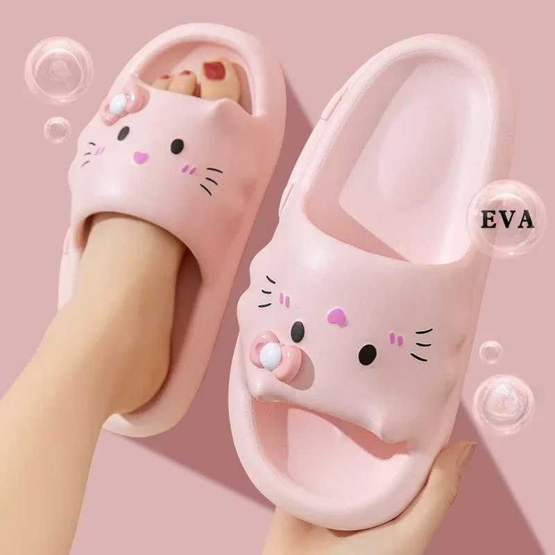 Women House Slippers Cloud Cat Cartoon Cute Funny Sandals Couples Summer Flip Flops Eva Female Male Beach Slides Home Shoes