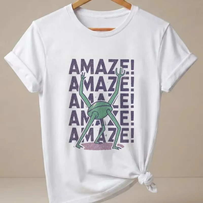Amaze Rocket Rocky T-Shirt Women Printed Short-sleeve Tshirt Project Hail Mary Inspired Sci Fi Tee Woman Book Lover Clothes Tops