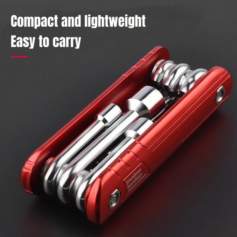 5-12mm Folding Socket Wrench set Allen key Multifunction Household Portable 6 in 1 Hand tool combination Metric Lmperial system