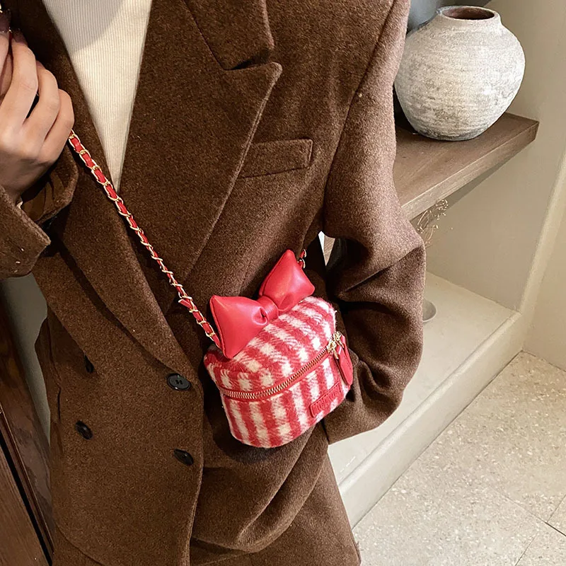 kid Mini Cute Accessories Bag New Plaid Cosmetic Lipstick Crossbody Bag Sweet Girls purses card Key Clothing Matching All-match