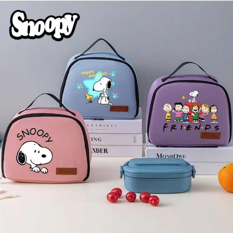 Snoopy Cute Lunch Bag Peanuts Kids Anime Food Bento Handbag Girls Boys School Picnic Bring Food Thermal Insulation Pouch Gifts