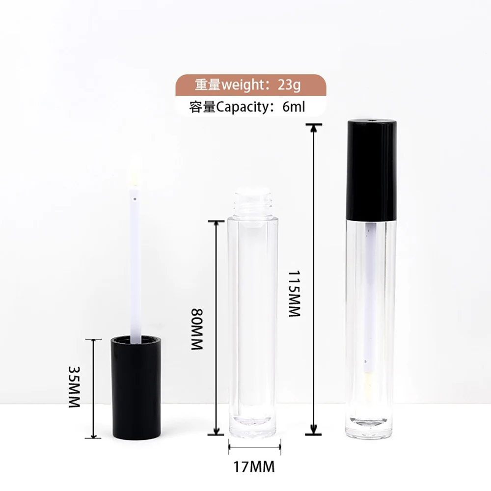 Custom Logo Round Transparent Lip Gloss Empty Tube Private Label Multiple Sizes&colors of Lids Wholesale Durable Makeup