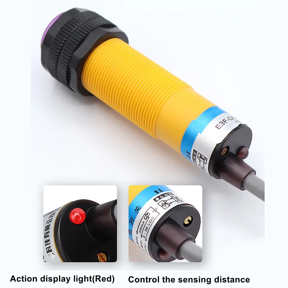 E3F-DS30C4 Proximity Switch Photoelectric sensor switch NPN PNP DC5-36V 30cm 10cm Detection Range Adjustable E3F-DS30P1/P2/C2/Y1