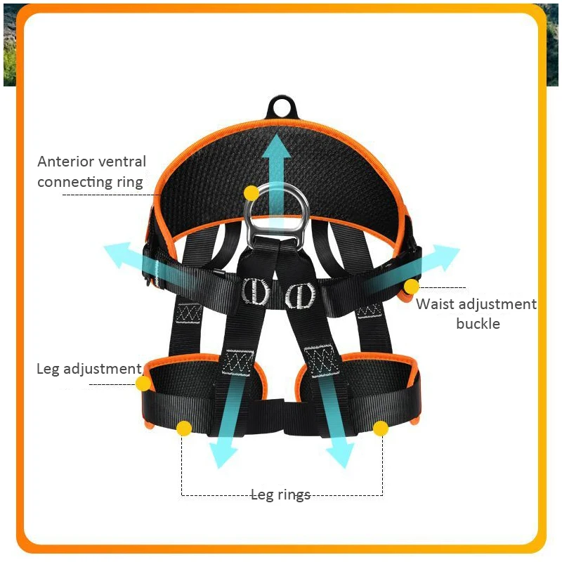 Adjustable Climbing Harness Outdoor Sports Half Body Harnesses Rappelling Fire Rescuing Tree Climbing Fall Protection Equipment