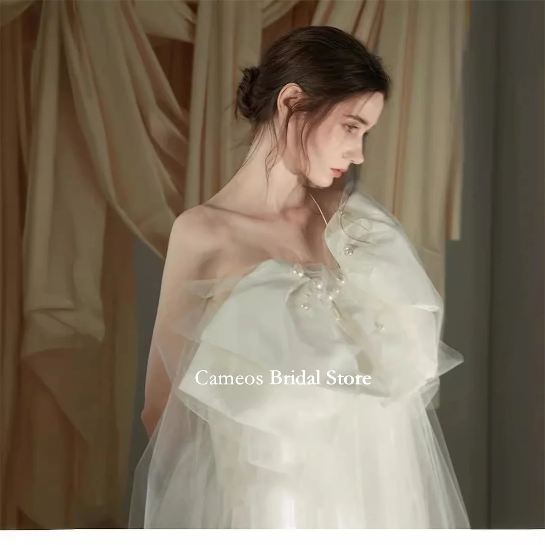 SONDR Fashion Korea Strapless Floor Length Backless Sleeveless Wedding Dresses Tulle Photo Shoot Corset Customized Bridal Gown