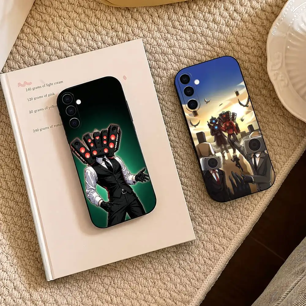 Anime Skibidi Toilet Black Soft Silicone Phone Case for Samsung A73 20,21,22,31,32,52,53,72