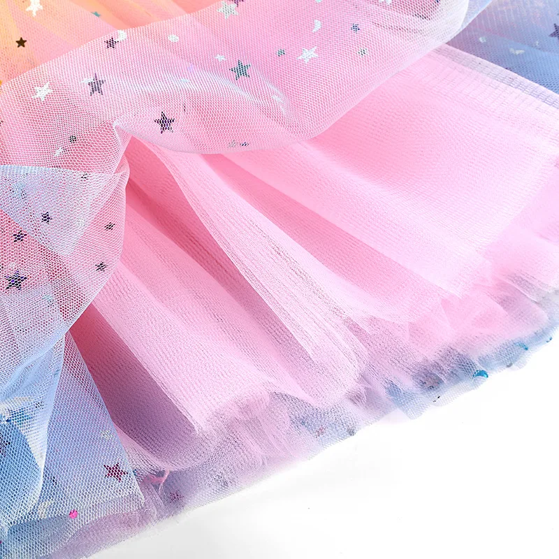 Girls Tutu Skirts Stars Print Princess Pettiskirts Kids Ballet Dancing Party Skirt Children Gradient Costume Clothes